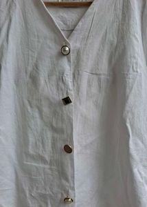 Korean White Button Down Top