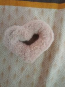 Pink Fluffy Heart Hair Tie