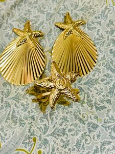 STAR SHELL GOLDEN EARRING &amp;hand Bracelet