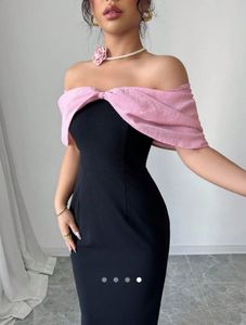 Elegant Black &amp; Pink Cocktail Dress