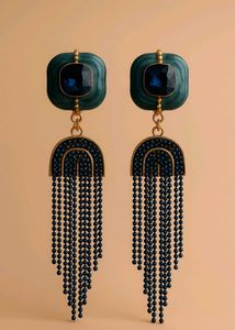 Statement Gemstone Tassel Earrings