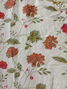 Floral Print White Kurta