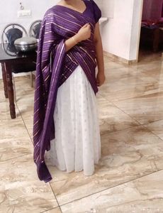 Elegant Purple & White Davani Set Ready To Wear