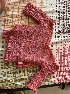 Pink Smocked Off-Shoulder Top