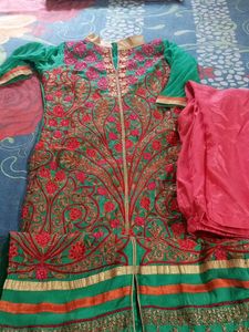 beautiful and heavy embroidery partywear suit with