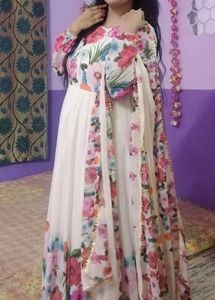 Floral Print Anarkali Kurta Set