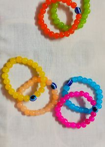 Colorful Beaded Bracelets with Evil Eye Detail (Se