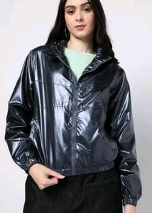 Metallic Bomber Hooded Jacket