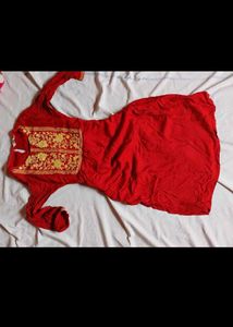Red Embroidered Kurta