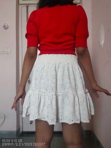 White Ruffle Mini Skirt