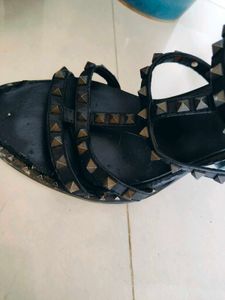 Real Leather Studded Sandals 10cm Heel