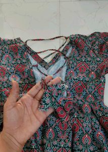 Paisley Print V-Neck Dress
