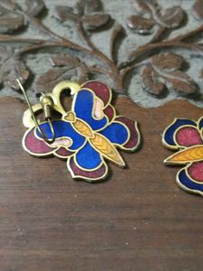 Gorgeous Meenakari Brass Butterfly Earrings