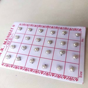 925 Pure Silver Pearl Nose And Ear Earings 1 Pair