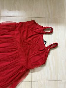 red long one piece