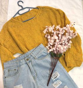 🎁Buy1 Get1 Free Mustard Knit Pullover Sweater