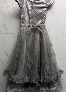 Elegant Grey Ethnic Gown with adjustable belt