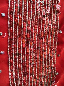 Red heavy work Saree