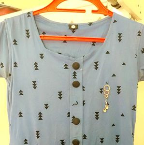 Cute Blue Print Dress