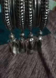 Silver Bangles with Dangling Charms