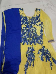 Karisma Kapoor Inspired Yellow-Blue Designer Gown