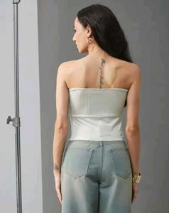 Strapless Cut-Out Swirl Metallic Detail Tube Top