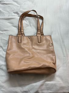 Blush Pink Faux Leather Tote Bag with Strap