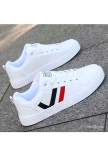 Stylish White Sneakers Synthetic Leather