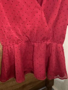 Red Polka Dot Peplum Top