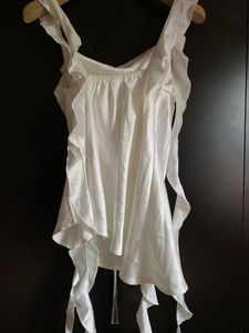 Chic White Satin Draped Top