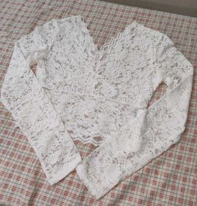 White Lace Long Sleeve Top