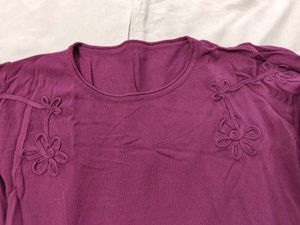 Purple Top For Women With Thread Self Design