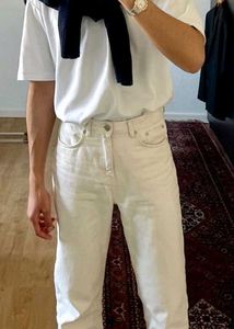 Cream-Colored Straight Leg Jeans