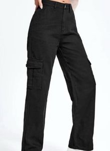 La Chic Pick Women’s Black Cargo Jeans | High-Rise
