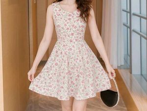 Korean Floral Sleeveless Mini Dress