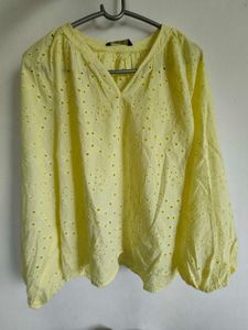 Yellow Eyelet top