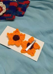 Sunflower Hair Clips - Crochet