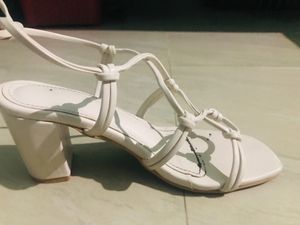 White Lace-Up Heels