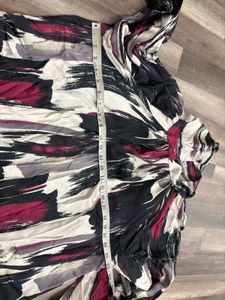 Abstract Print Tie-Neck Top