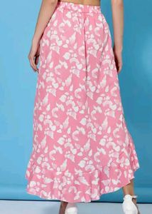 Pink Floral Ruffle Wrap Skirt