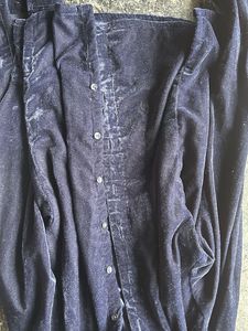 Jewel Blue Button Down Velvet Shirt