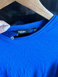 Blue Backless Balloon Sleeve Top