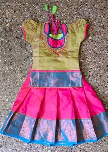 Silk Pattu Pavada For Baby's Only Once Used