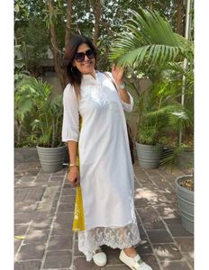Mul Cotton One-Piece Dress with Lace Inner