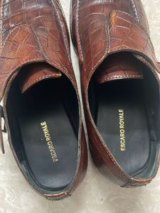 Escaro Royale Brown Leather Monk Strap Shoes