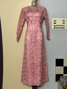 Vintage Pink Lace Maxi Dress