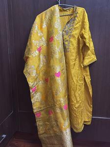 Stone work Ethnic Kurta Sharara Dupatta Set