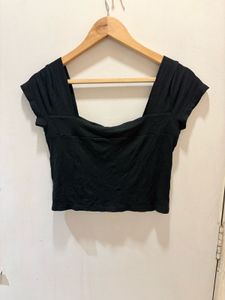 Black Square Neck Crop Top