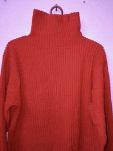 Rust Ribbed Turtleneck Sweater