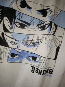 White Full Sleeve Anime Printed Sweatshirt